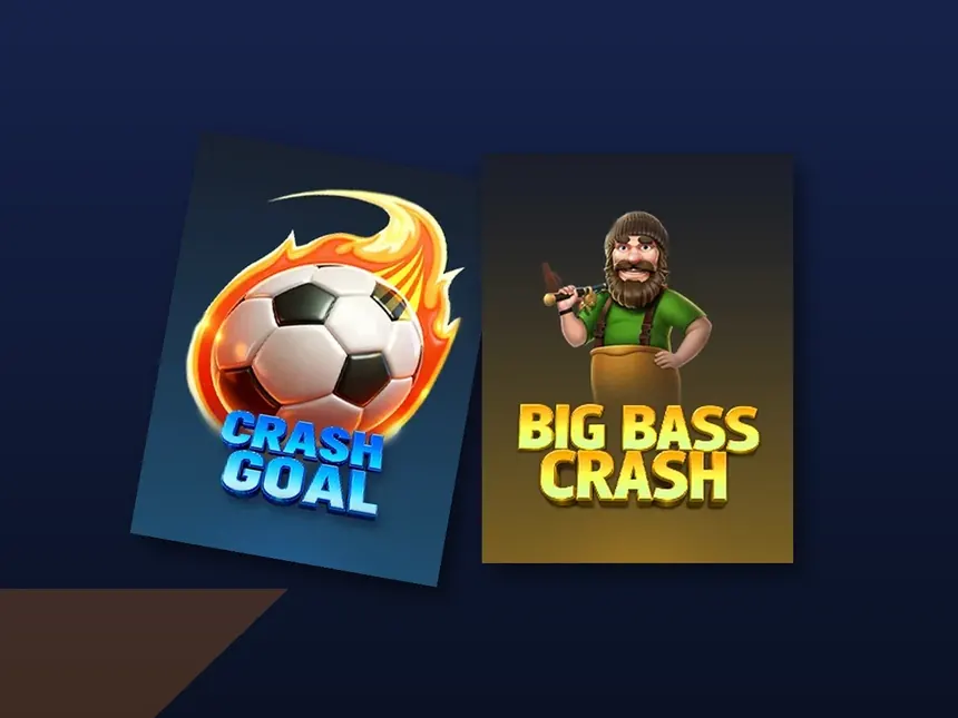 Crash Goal football and Big Bass Crash game art