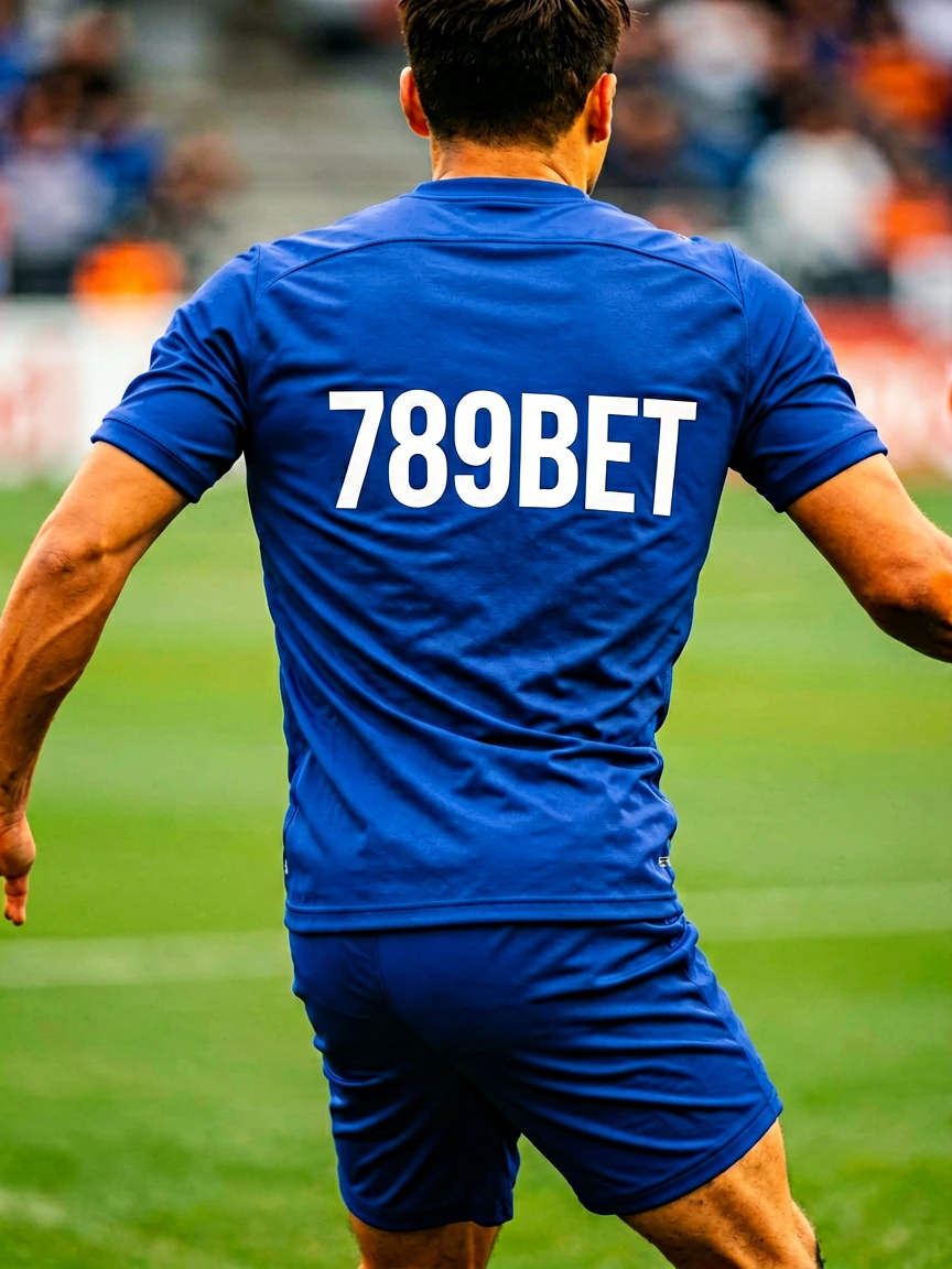 ဘောလုံးသမား 789BET ဂျာစီဝတ်ထားသည့် လှုပ်ရှားနေသည့် ပုံသရုပ်ဖော်ပုံ
