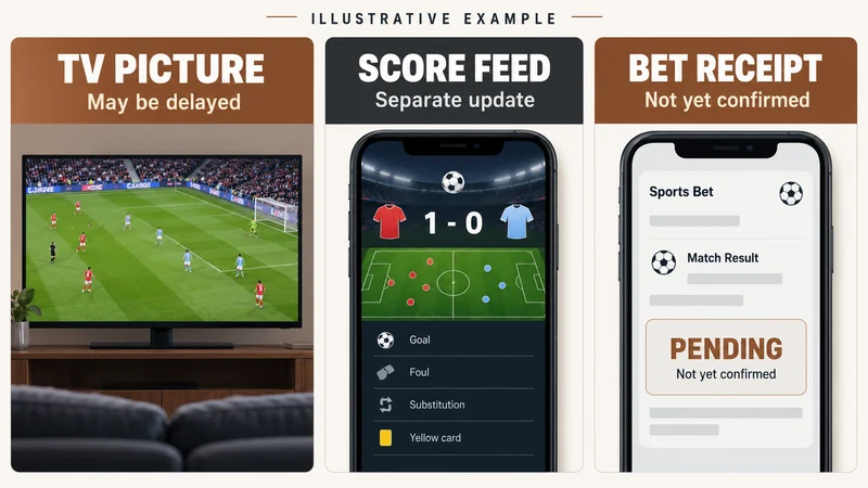 TV picture၊ score feed နှင့် Pending bet receipt တို့သည် အချက်အလက်သုံးမျိုးဖြစ်ကြောင်း ခွဲပြထားသည့် ဘောလုံး visual